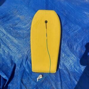 1980's Morey Boogie Body Surf Board w Leash, Yellow